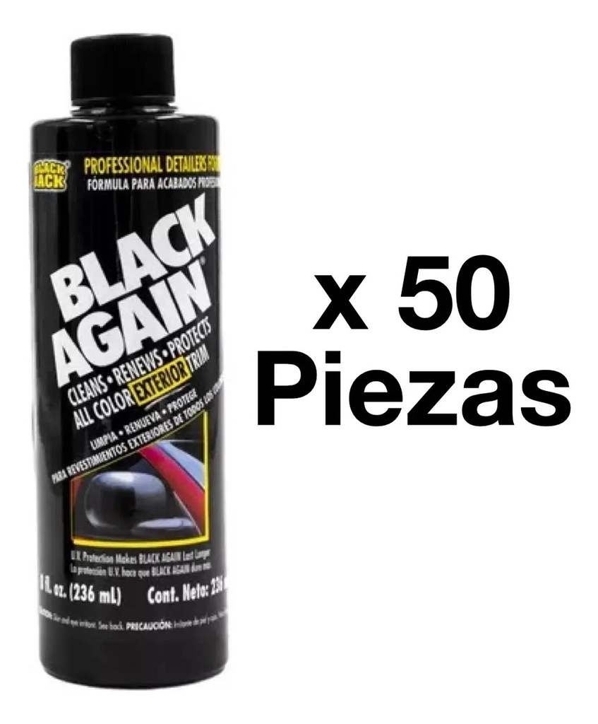 Restaurador De Plasticos Black Again Mayoreo 50 Piezas Negro